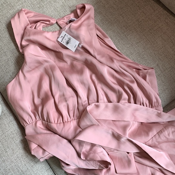 Pink Formal Halter Top Midi Dress - Picture 1 of 4